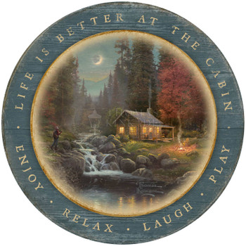 12.5" Life is Better at the Cabin Round Wood Sign