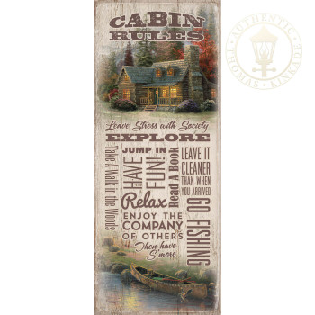12" x 30" Mountain Paradise Cabin Rules Wood Sign