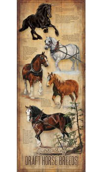 12" x 30" Outstanding Draft Horse Breeds Wood Sign
