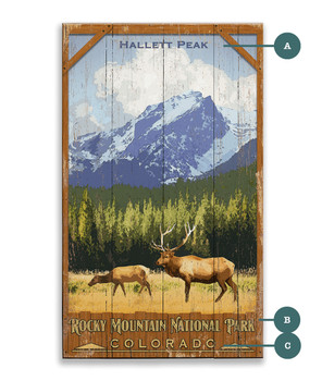 Rocky Mountain National Park Hallett Peak Wall Sign Wood or Metal
