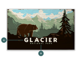 Glacier National Park Grizzly Bear Distressed Wall Sign Wood or Metal