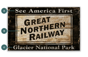 Glacier National Park Great Northern Railway Wall Sign Wood or Metal