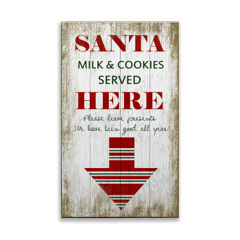 Santa Milk and Cookies Served Here Wall Sign Wood or Metal