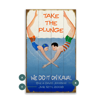Diving Couple Take the Plunge Wall Sign Wood or Metal