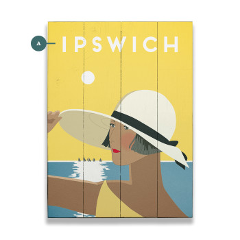 Ipswich Lady in White Sunhat Wall Sign Wood or Metal