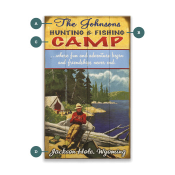 Hunting & Fishing Camp Fun and Adventure Begin Wall Sign Wood or Metal