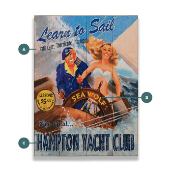 Hampton Yacht Club Learn to Sail Wall Sign Wood or Metal