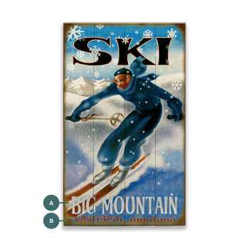 Big Mountain Whitefish Montana Skiing Wall Sign Wood or Metal