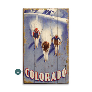 Colorado Triple Downhill Skiing Wall Sign Wood or Metal