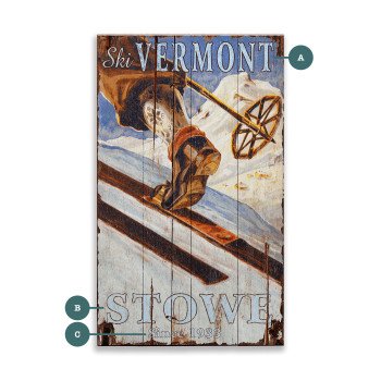 Ski Stowe Vermont Wall Sign Wood or Metal