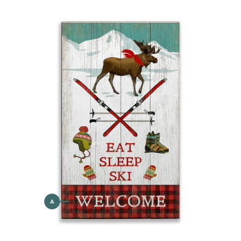 Eat Sleep Ski Moose Wall Sign Wood or Metal