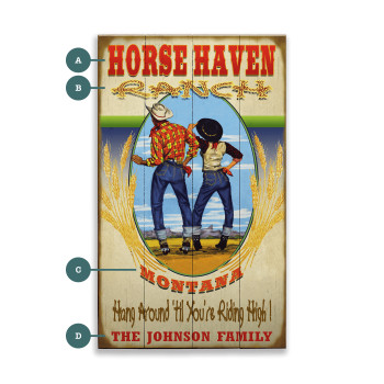 Horse Haven Ranch Riding High Western Wall Sign Wood or Metal