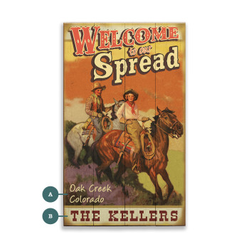Welcome to Our Spread Western Couple Wall Sign Wood or Metal