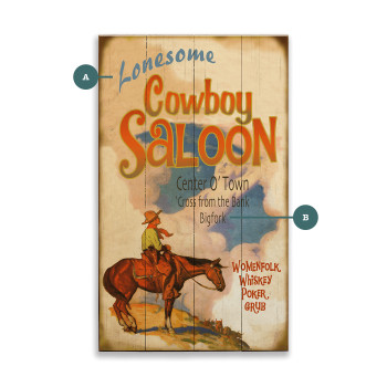 Lonesome Cowboy Saloon Wall Sign Wood or Metal