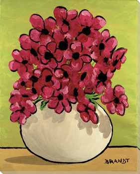 Vase of Pansies Flowers Wrapped Canvas Giclee Print Wall Art