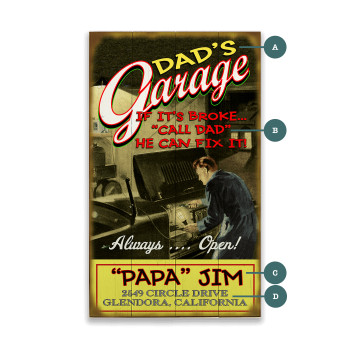 Dad's Garage If It's Broke Call Dad He Can Fix It Wall Sign Wood or Metal