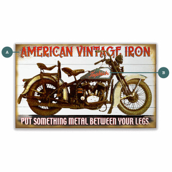 American Vintage Iron Motorcycle Wall Sign Wood or Metal