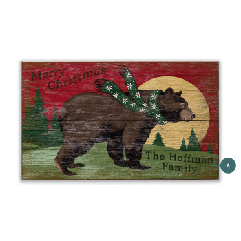 Merry Christmas Bear with Snowflake Scarf Wall Sign Wood or Metal