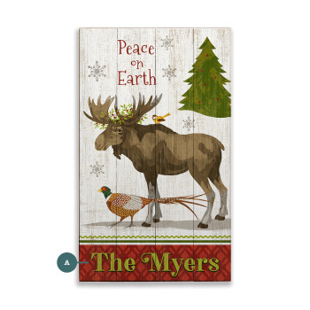 Peace on Earth Moose and Friends Christmas Wall Sign Wood or Metal