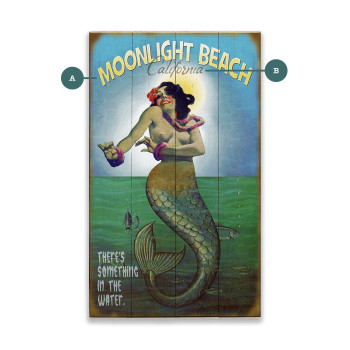 Mermaid Mystique Moonlight Beach CA Wall Sign Wood or Metal