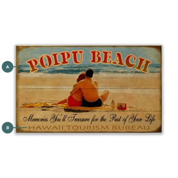Poipu Beach Hawaii Coastal Memories Scene Wall Sign Wood or Metal