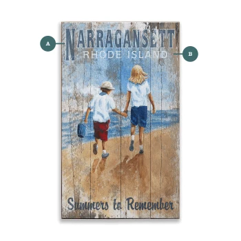 Narragansett RI Kids Walking on Beach Coastal Scene Wall Sign Wood or Metal