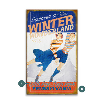 Little Pine State Park PA Couple Ice Skating Winter Scene Wall Sign Wood or Metal