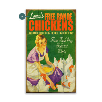 Free Range Chickens Farm Fresh Eggs Wall Sign Wood or Metal