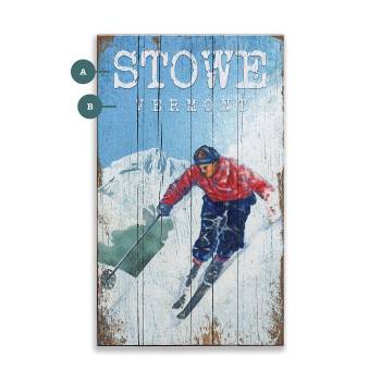 Ski Stowe Vermont Skiing Downhill Wall Sign Wood or Metal