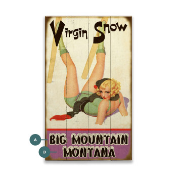 Virgin Snow Big Mountain Montana Fallen Lady Skier Wall Sign Wood or Metal