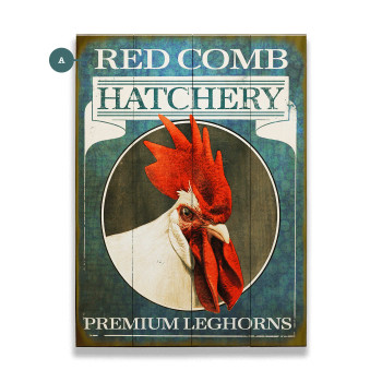 Personalized Red Comb Hatchery Leghorn Rooster Wall Sign Wood or Metal