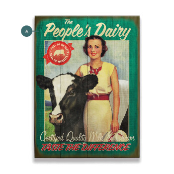 Personalized The People's Dairy Taste the Difference Wall Sign Wood or Metal