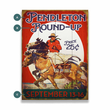 Personalized Pendleton Round-Up Rodeo Cowboy Wall Sign Wood or Metal