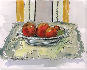 Oranges in a Silver Bowl Wrapped Canvas Giclee Print Wall Art