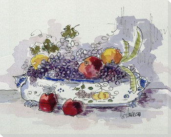 Italian Urn with Grapes and Apples Wrapped Canvas Giclee Print