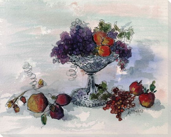 Compote with Assorted Fruits Wrapped Canvas Giclee Print Wall Art