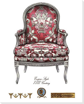 Red Empire Style Chair Wrapped Canvas Giclee Print Wall Art