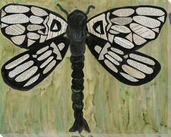 Dragonfly Text Wrapped Canvas Giclee Print Wall Art