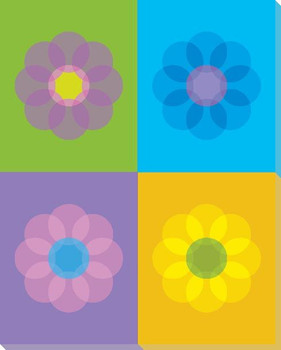 Blue Mod Flower One Wrapped Canvas Giclee Print Wall Art