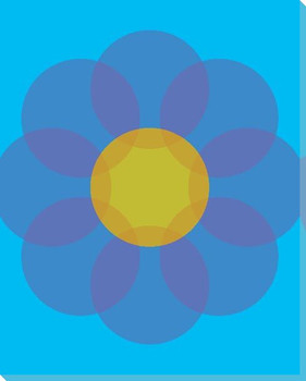 Blue Mod Flower Two Wrapped Canvas Giclee Print Wall Art