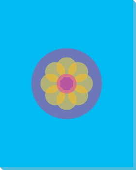 Blue Mod Flower Five Wrapped Canvas Giclee Print Wall Art