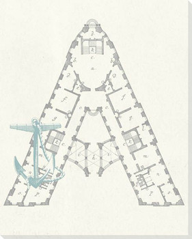 Architecture Letter A Wrapped Canvas Giclee Print Wall Art