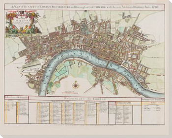 References To London Map Wrapped Canvas Giclee Print Wall Art