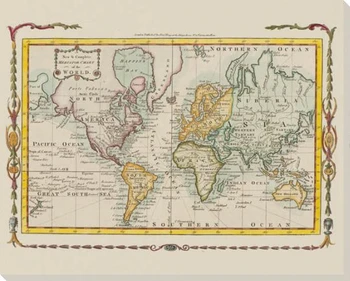 New & Complete Mercator Chart of the World Map Canvas Giclee Art Print