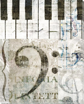 Musicality Bass Clef Wrapped Canvas Giclee Art Print Wall Art