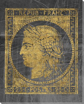 Poste Francaise Deux Stamp Wrapped Canvas Giclee Print Wall Art