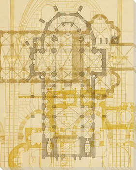 First Church Plan Wrapped Canvas Giclee Print Wall Art