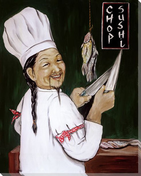 Chop Sushi Chef Wrapped Canvas Giclee Print Wall Art