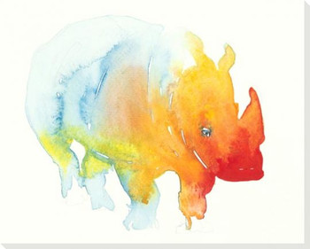 Colorful Rhino Wrapped Canvas Giclee Art Print Wall Art