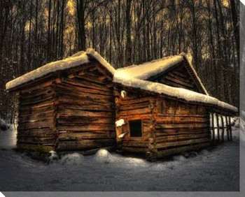 Moonlight Cabin Wrapped Canvas Giclee Print Wall Art